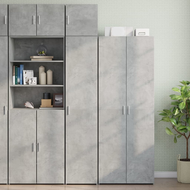 Slim Storage Cabinet Concrete Grey 40x42.5x225 cm Engineered Wood