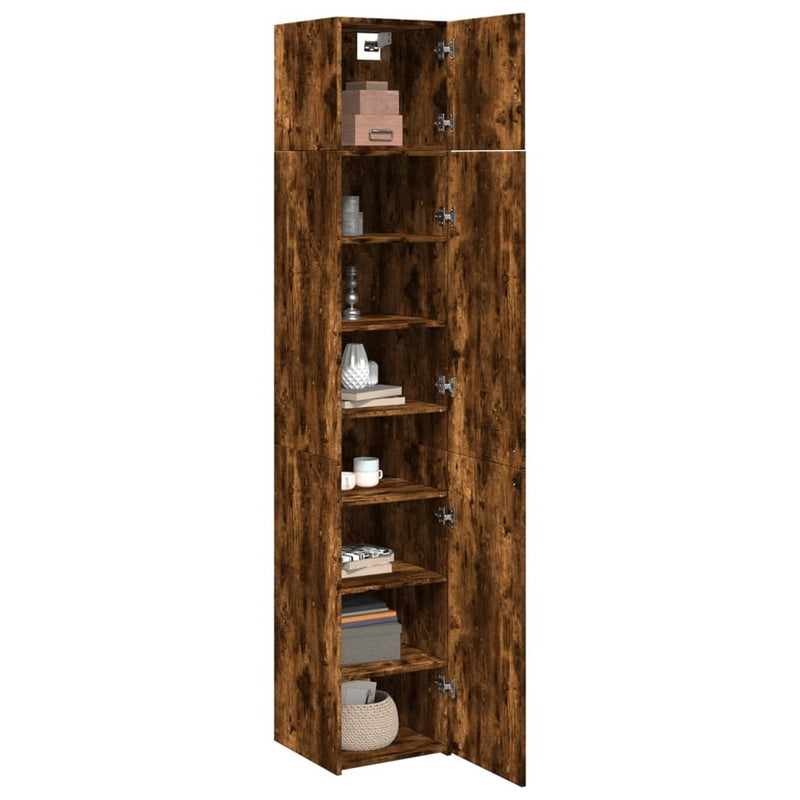 Slim Storage Cabinet Smoked Oak 40x42.5x225 cm Engineered Wood