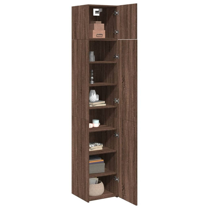 Slim Storage Cabinet Brown Oak 40x42.5x225 cm Engineered Wood