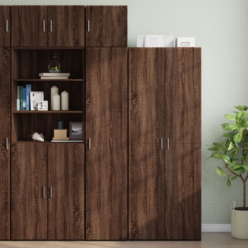 Slim Storage Cabinet Brown Oak 40x42.5x225 cm Engineered Wood