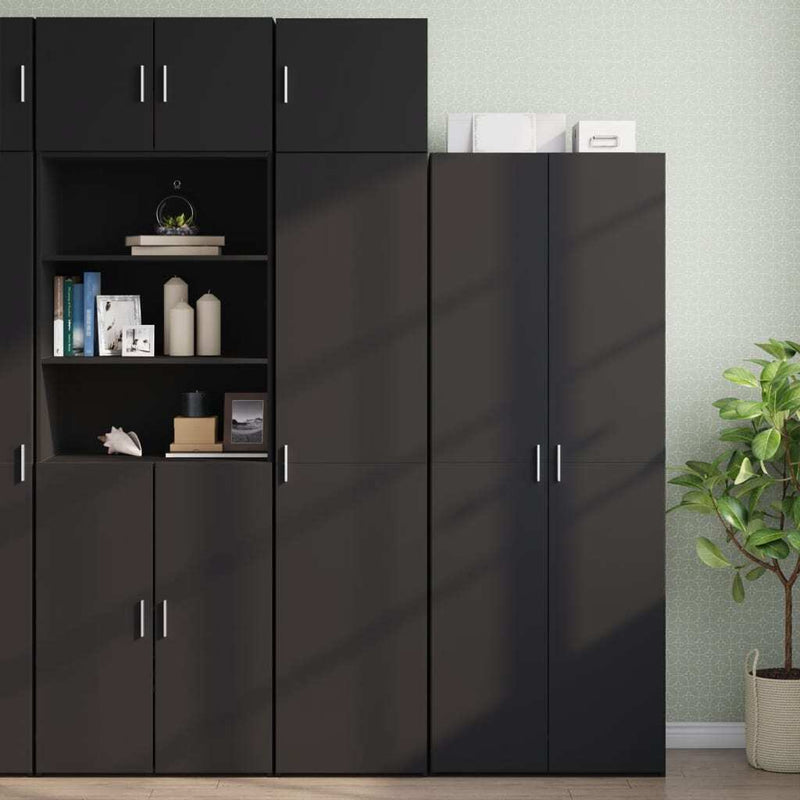 Slim Storage Cabinet Black 45x42.5x225 cm Engineered Wood