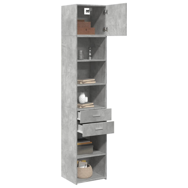 Slim Storage Cabinet Concrete Grey 45x42.5x225 cm Engineered Wood