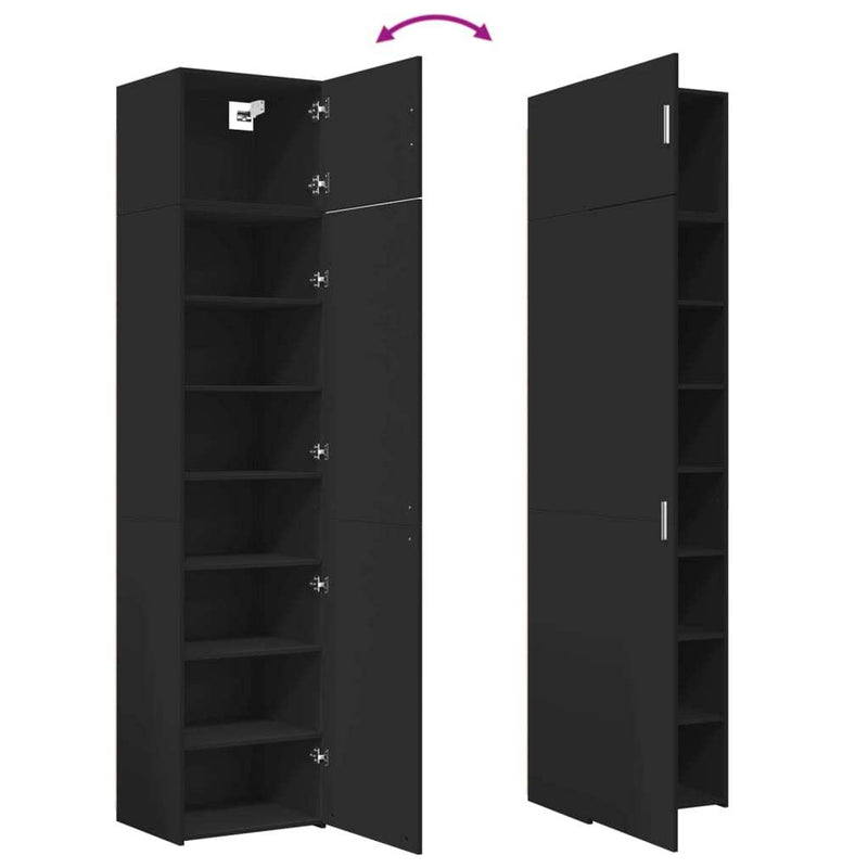 Slim Storage Cabinet Black 50x42.5x225 cm Engineered Wood