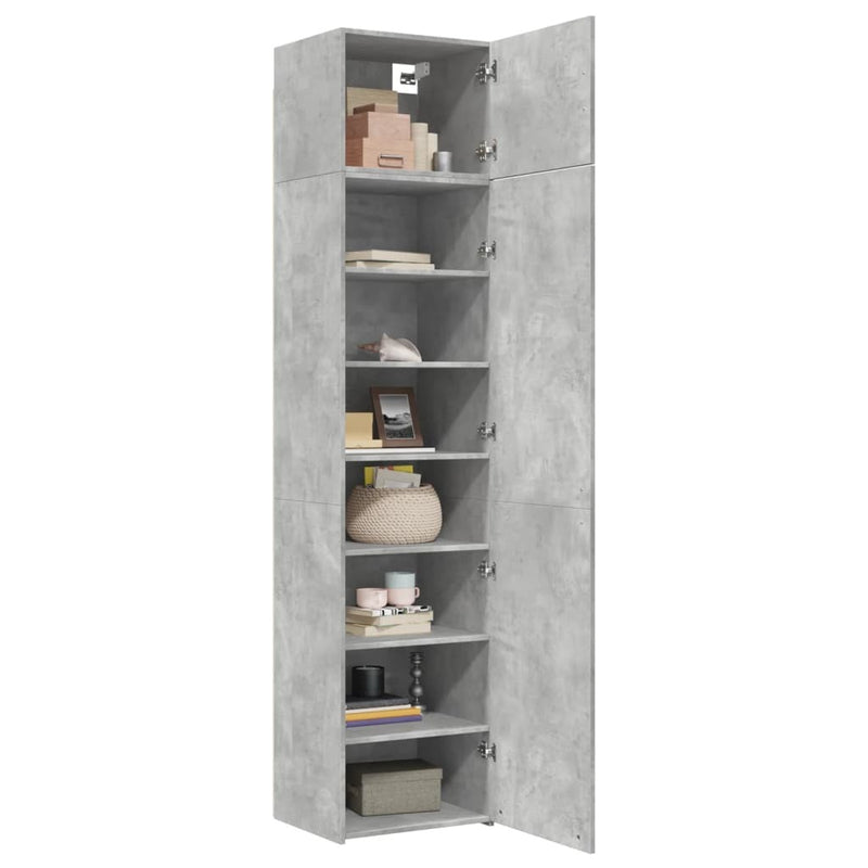 Slim Storage Cabinet Concrete Grey 50x42.5x225 cm Engineered Wood