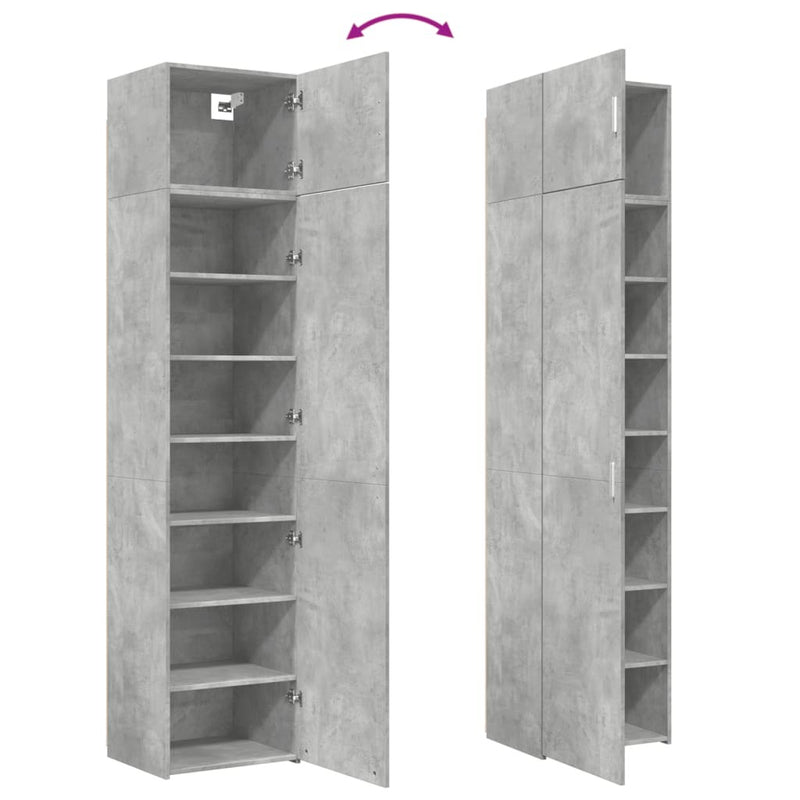 Slim Storage Cabinet Concrete Grey 50x42.5x225 cm Engineered Wood