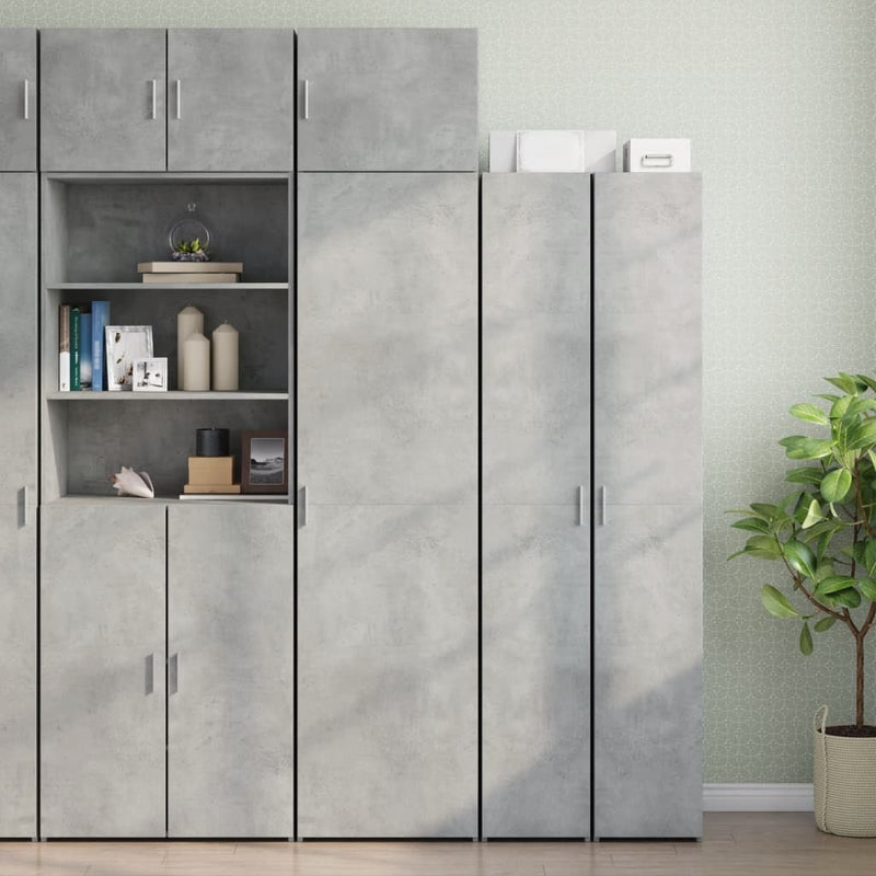 Slim Storage Cabinet Concrete Grey 50x42.5x225 cm Engineered Wood