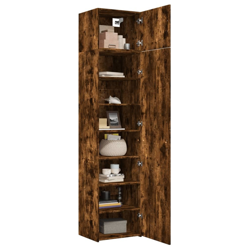 Slim Storage Cabinet Smoked Oak 50x42.5x225 cm Engineered Wood