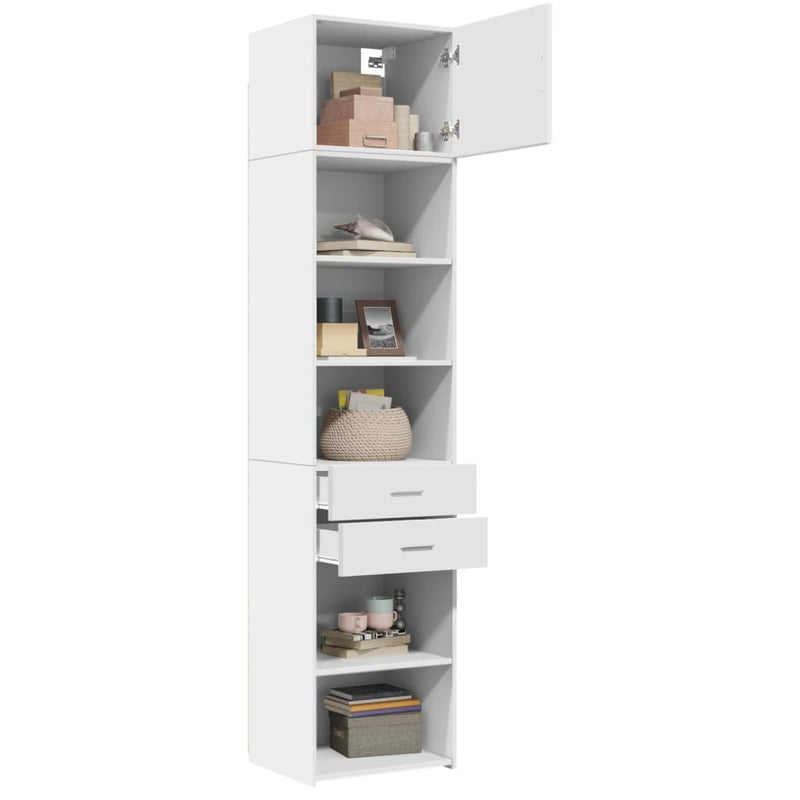 Slim Storage Cabinet White 50x42.5x225 cm Engineered Wood