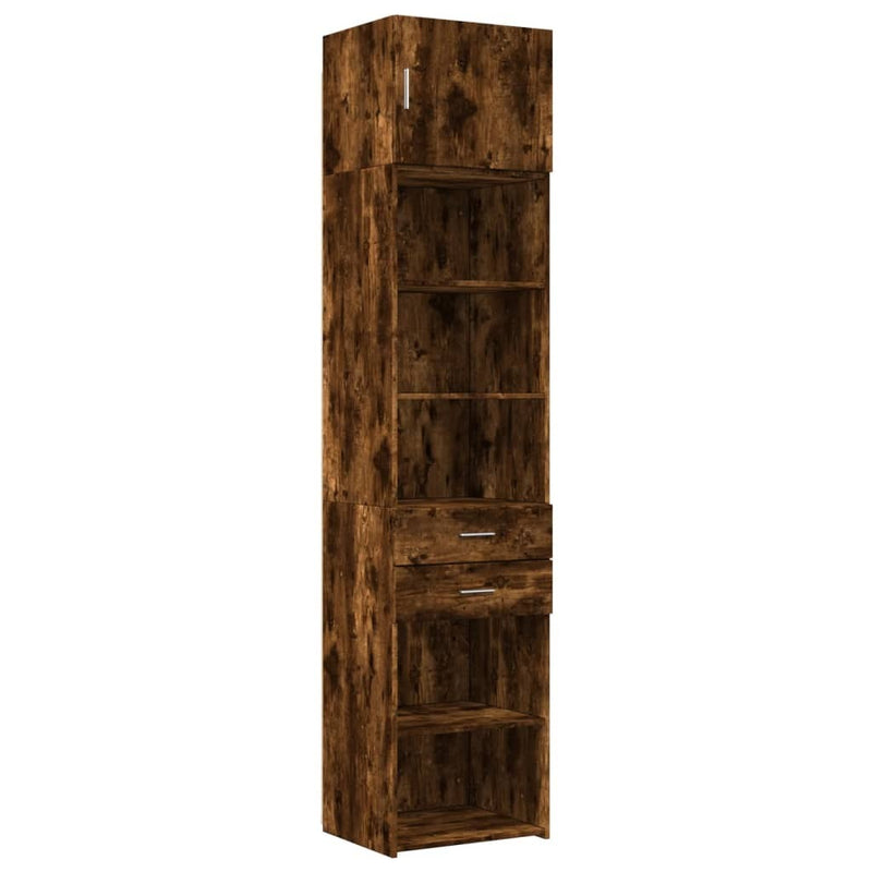 Slim Storage Cabinet Smoked Oak 50x42.5x225 cm Engineered Wood