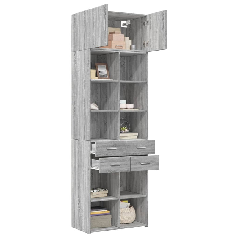 Storage Cabinet Grey Sonoma 70x42.5x225 cm Engineered Wood