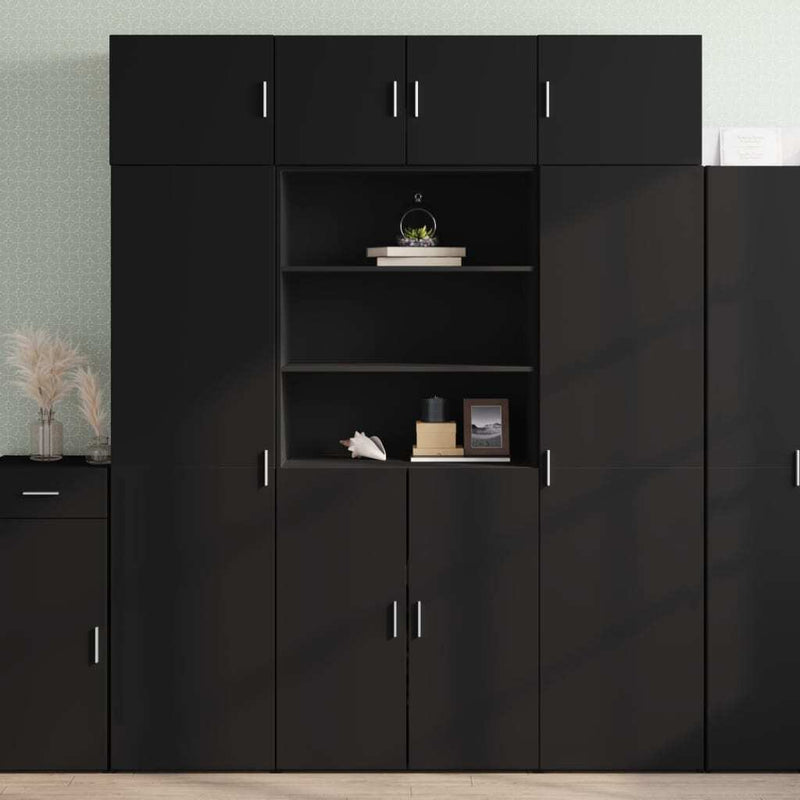 Storage Cabinet Black 80x42.5x225 cm Engineered Wood