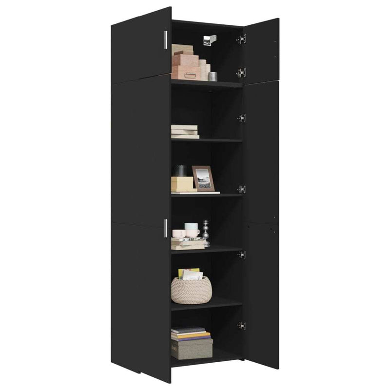 Storage Cabinet Black 80x42.5x225 cm Engineered Wood