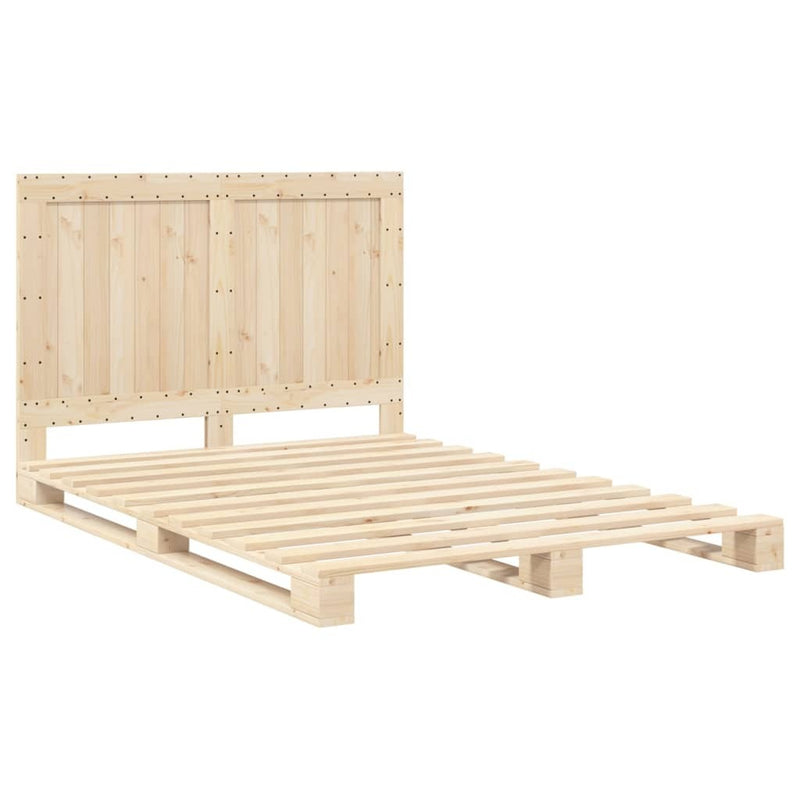 Bed Frame without Mattress with Headboard 140x200 cm Solid Wood