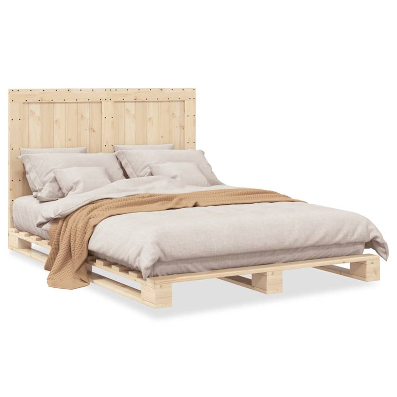 Bed Frame without Mattress with Headboard 140x200 cm Solid Wood