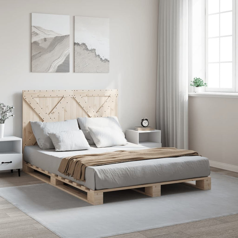 Bed Frame without Mattress with Headboard 140x200 cm Solid Wood