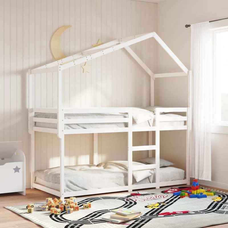 Bunk Bed without Mattress White 75x190 cm Small Single Solid Wood Pine