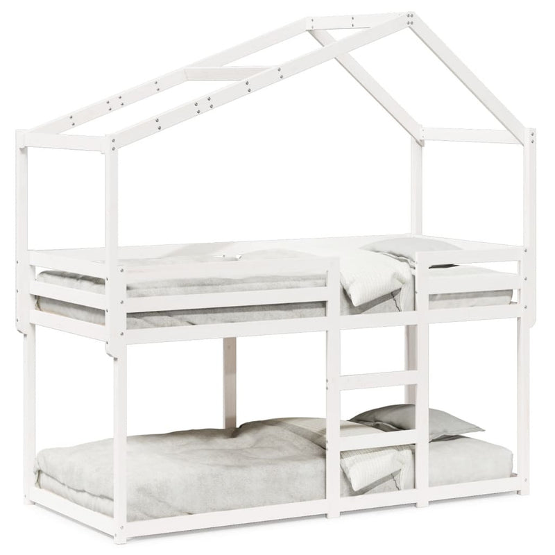 Bunk Bed without Mattress White 75x190 cm Small Single Solid Wood Pine