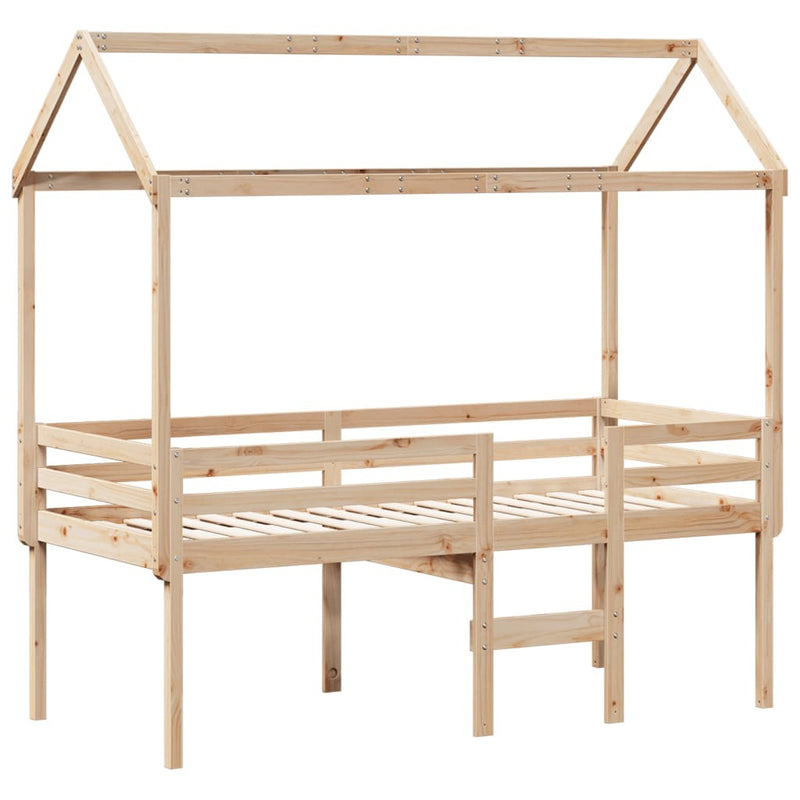 High Sleeper Bed without Mattress 90x190 cm Single Solid Wood Pine