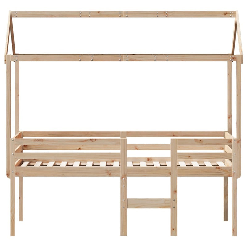 High Sleeper Bed without Mattress 90x190 cm Single Solid Wood Pine