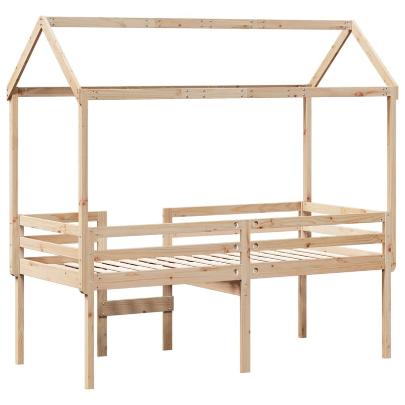 High Sleeper Bed without Mattress 90x190 cm Single Solid Wood Pine