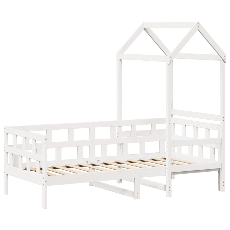 Day Bed with Roof without Mattress White 90x200 cm Solid Wood