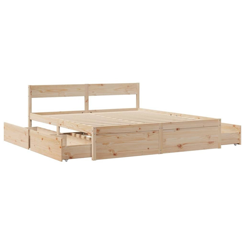 Bed Frame without Mattress 200x200 cm Solid Wood Pine