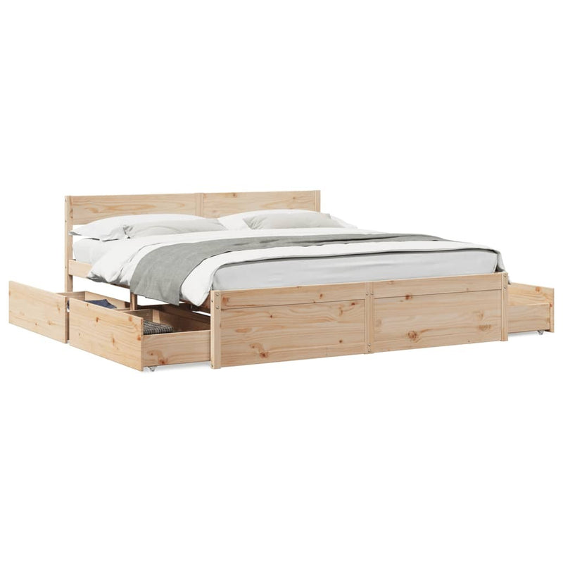 Bed Frame without Mattress 200x200 cm Solid Wood Pine