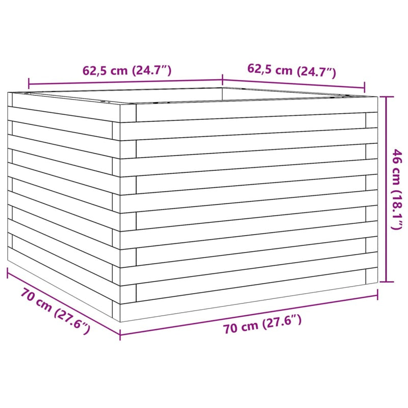 Garden Planter Wax Brown 70x70x46 cm Solid Wood Pine