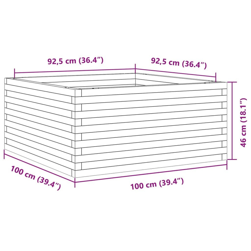 Garden Planter 100x100x46 cm Impregnated Wood Pine