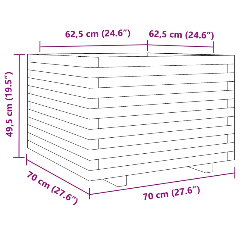 Garden Planter 70x70x49.5 cm Solid Wood Pine