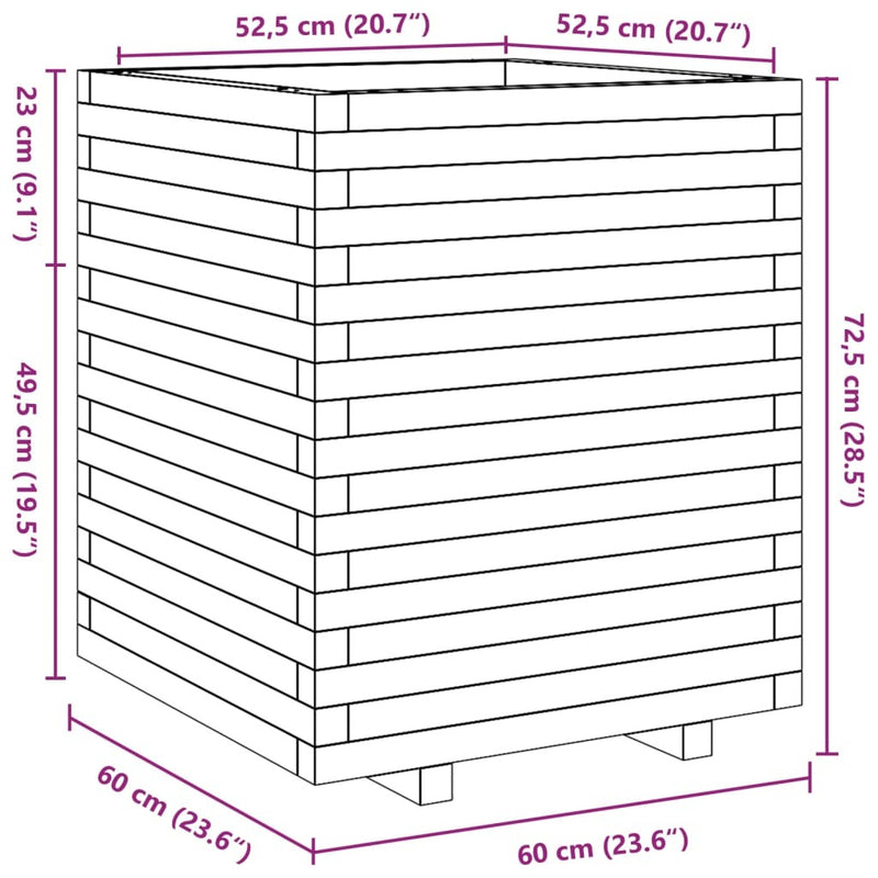 Garden Planter 60x60x72.5 cm Solid Wood Douglas