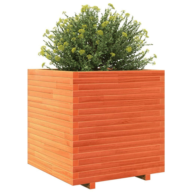 Garden Planter Wax Brown 70x70x72 cm Solid Wood Pine