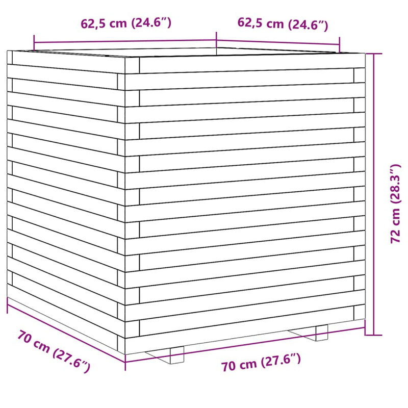 Garden Planter Wax Brown 70x70x72 cm Solid Wood Pine