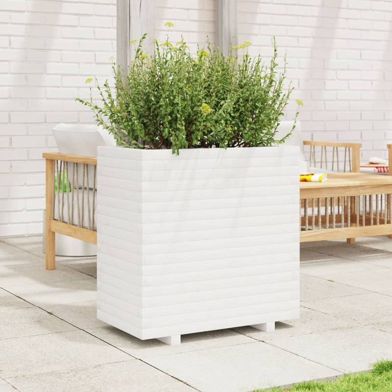 Garden Planter White 70x40x72 cm Solid Wood Pine