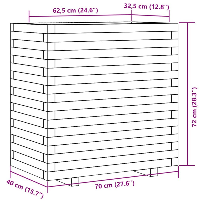 Garden Planter White 70x40x72 cm Solid Wood Pine