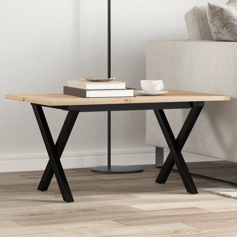 Coffee Table X-Frame 80x50x40 cm Solid Wood Pine and Steel