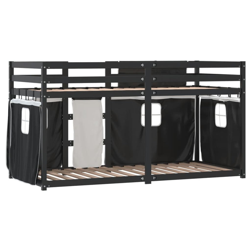 Bunk Bed without Mattress White&Black 90x200 cm Solid Wood Pine