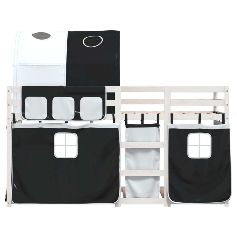 Bunk Bed without Mattress White&Black 90x200 cm Solid Wood Pine