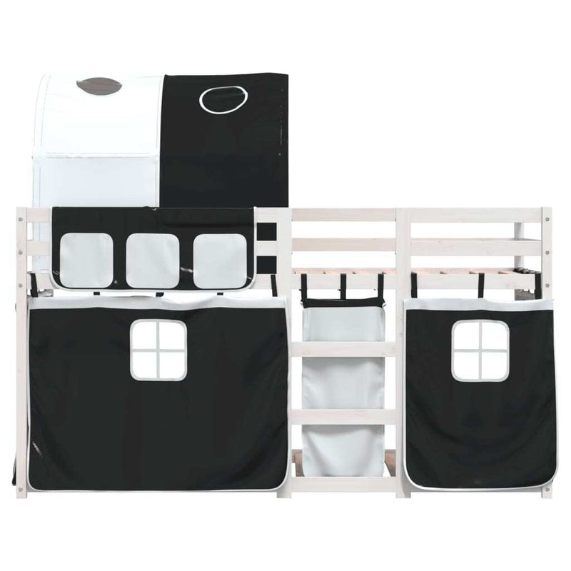 Bunk Bed without Mattress White&Black 80x200 cm Solid Wood Pine