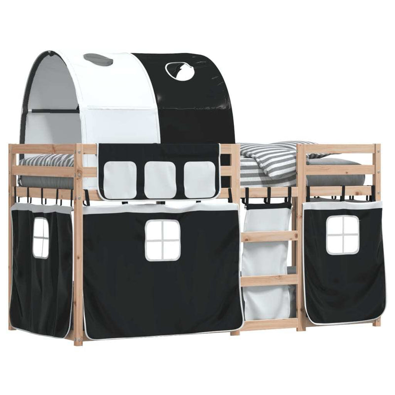 Bunk Bed without Mattress White&Black 90x200 cm Solid Wood Pine