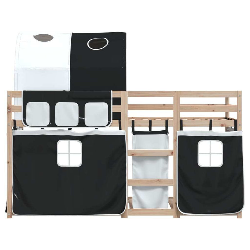 Bunk Bed without Mattress White&Black 90x200 cm Solid Wood Pine