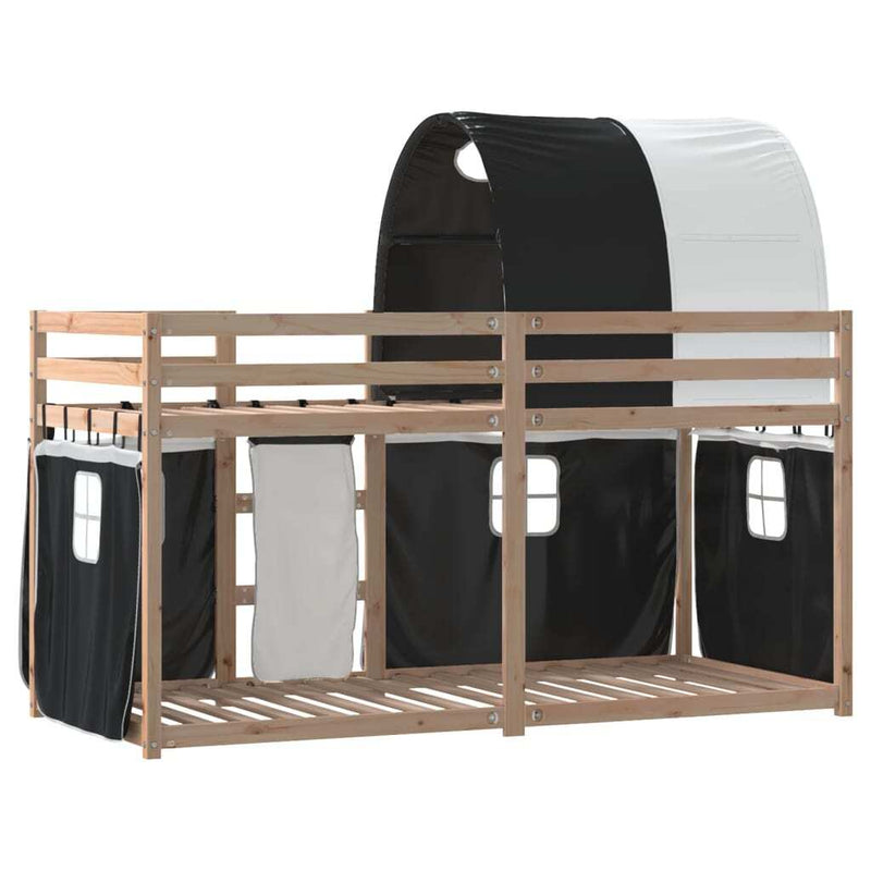 Bunk Bed without Mattress White&Black 90x200 cm Solid Wood Pine