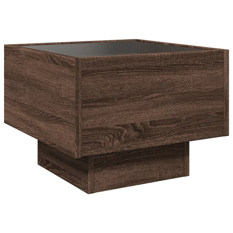 Bedside Table with Infinity LED Brown Oak 40x40x30 cm