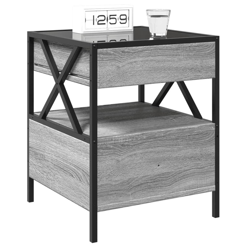 Bedside Table with Infinity LED Grey Sonoma 40x40x51 cm