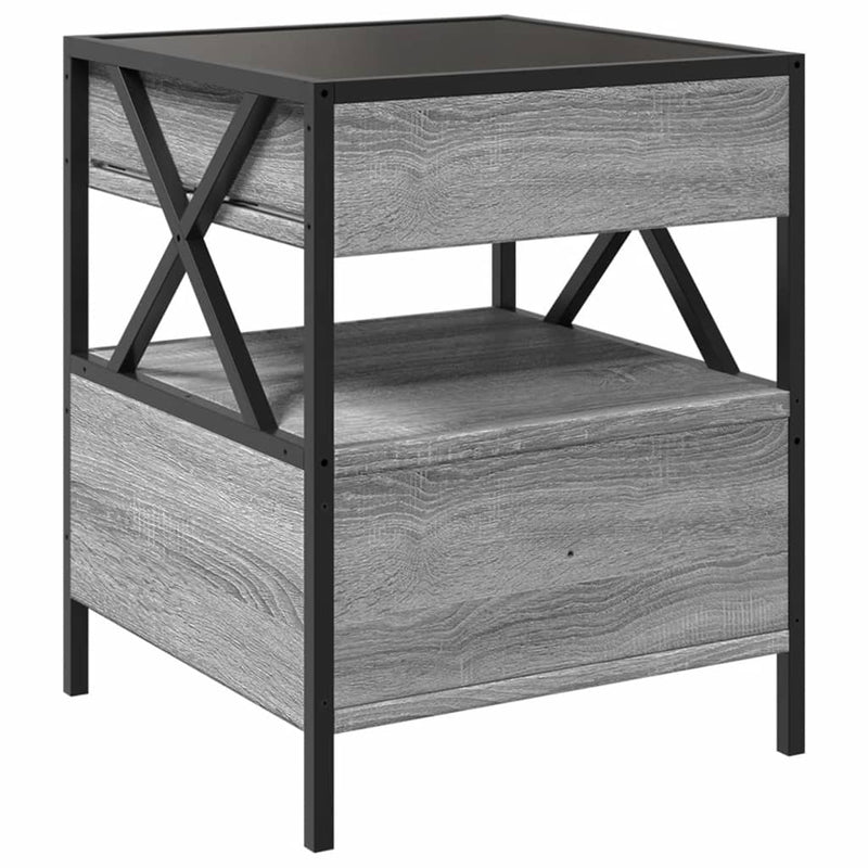 Bedside Table with Infinity LED Grey Sonoma 40x40x51 cm