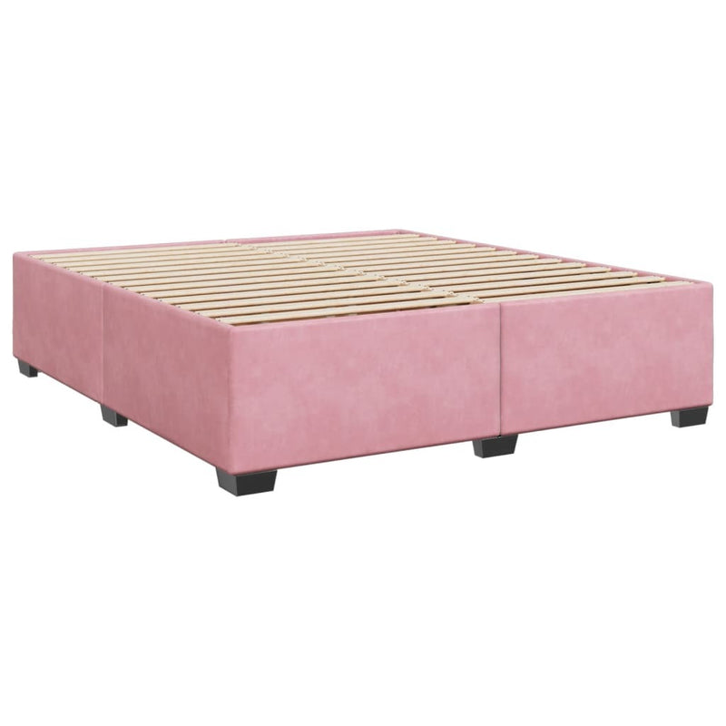 Box Spring Bed with Mattress Pink 180x200 cm Velvet