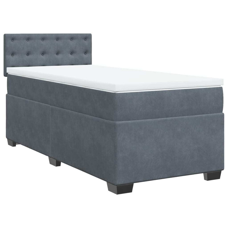 Box Spring Bed with Mattress Dark Grey 80x200 cm Velvet