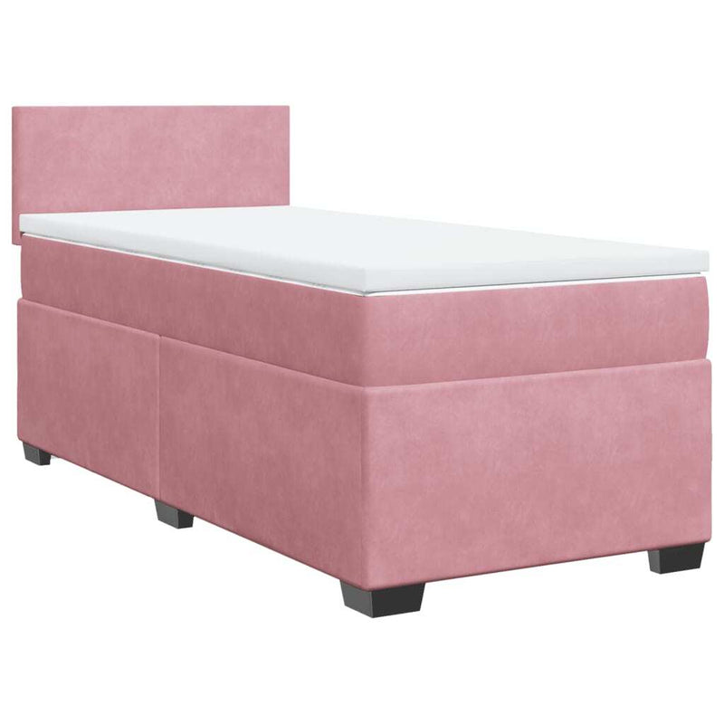 Box Spring Bed with Mattress Pink 90x190 cm Velvet