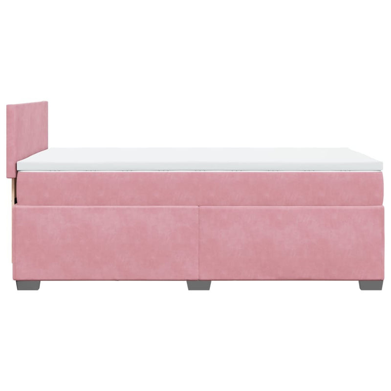 Box Spring Bed with Mattress Pink 90x190 cm Velvet