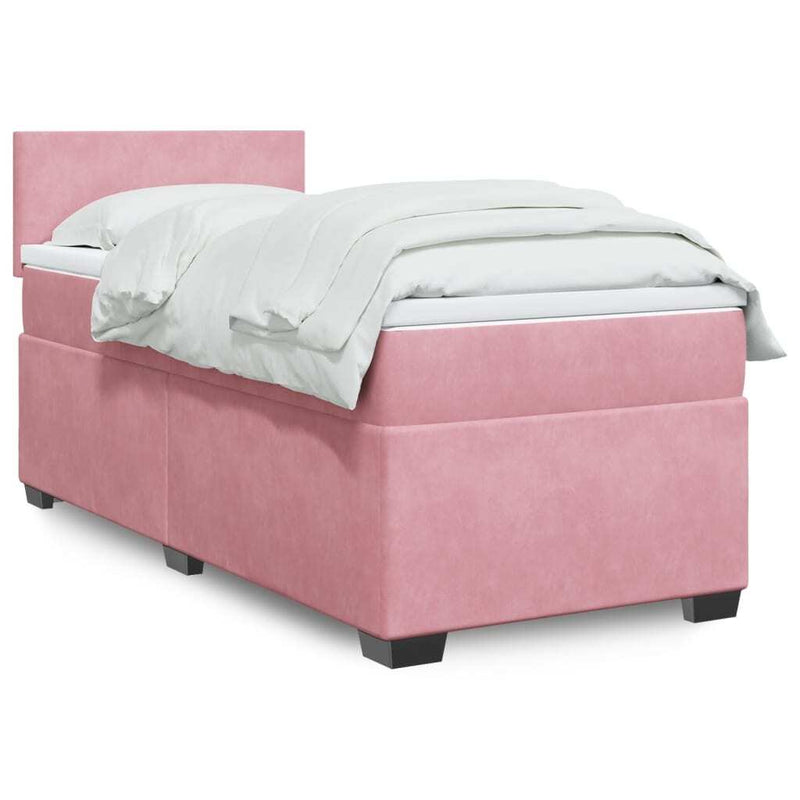 Box Spring Bed with Mattress Pink 90x190 cm Velvet